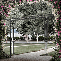 Arco de Jardín de Hierro al por Mayor, Soporte para Enredaderas, Marco de Acero Recubierto de 3-6 m de Ancho, Negro/Blanco, para Patio y Jardín