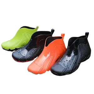 Fashion rain boots men's rubber shoes waterproof shoes PVC rain boots low-cut wading outdoor water shoes men's non-slip
