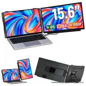 Estensore Schermo Laptop M5 15.6" FHD 1080P IPS, <span class=keywords><strong>Monitor</strong></span> Portatile Doppio Display per Laptop 13-17", <span class=keywords><strong>Monitor</strong></span> Ultra-Sottile per Laptop - Product Image 1