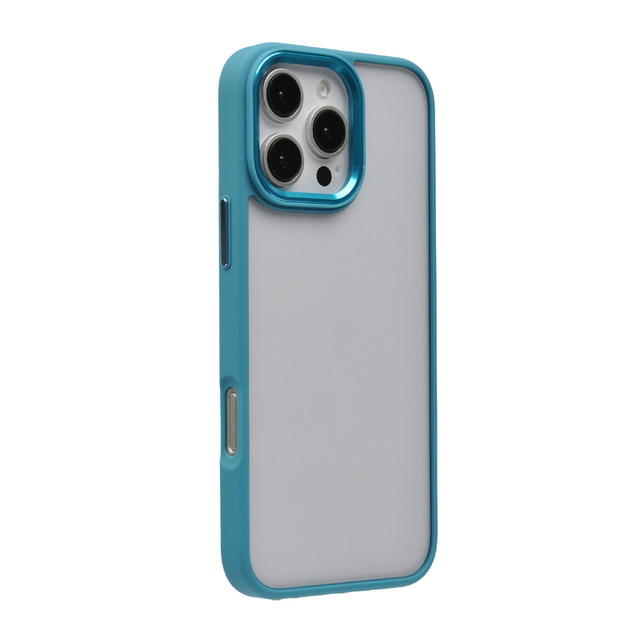 Premium Custom Phone Case Manufacture Shockproof PC TPU Hybrid Transparent Matte Case for iPhone 16 Pro With Metal Camera Frame