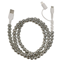 Câble de charge perlé doré, câble USB Type-C métallique, charge rapide, chargeur de téléphone, cordon de données, câble bracelet perlé de luxe, personnalisé