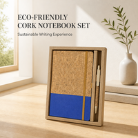 Coffret Cadeau d'Entreprise Personnalisé : Carnet en Liège Écologique A5 Ligné 120 Pages, Stylo et Papeterie Professionnelle Personnalisée Imprimée UV