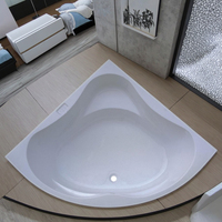 Baignoire d'angle japonaise en acrylique de style encastré moderne avec robinet de vidange, écologique, à vidange réversible, spa portable pour immersion intérieure