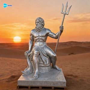 Gran Estatua Moderna de Mármol Blanco del Santo Patrón Griego Poseidón, el Rey del Mar, Tallada a Mano en Estilo Occidental - Product Image 5