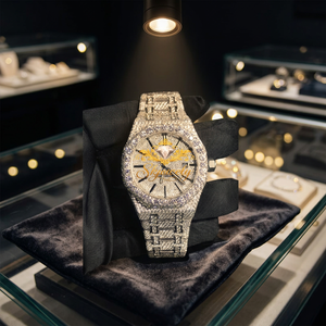 Montre Moissanite Iced Out avec bracelet en acier inoxydable, étanche, pour homme, bijoux vintage tendance - Product Image 1