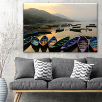 Impression de paysage du Népal, lac de Fewa, Pokhara, peintures décoratives pour la décoration de la maison