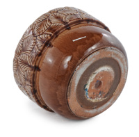 Pot de fleurs décoratif large en céramique émaillée marron beige à motif elliptique, style américain, écologique et durable, avec trou de drainage