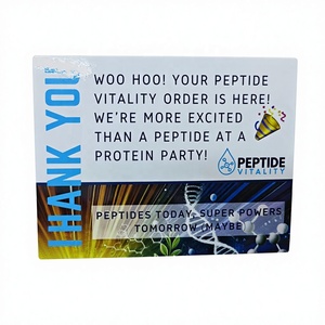 Biglietto di ringraziamento personalizzato di lusso in carta patinata con lamina olografica per ordini di peptidi aziendali - Product Image 1