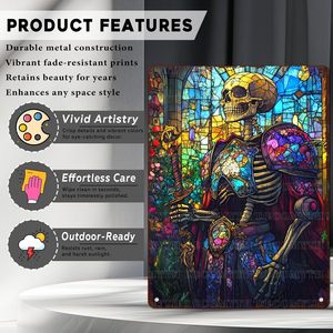 Tùy Chỉnh Kính Màu Skeleton Tin Dấu Hiệu Kim Loại Đầy Màu Sắc Tấm Cho Gothic Nhà Tường Và Thanh Trang Trí - Product Image 3