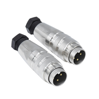 Connecteur circulaire mâle droit blindé M16 à 3 broches, étanche IP67, avec contacts en laiton plaqué or, à souder, 7A