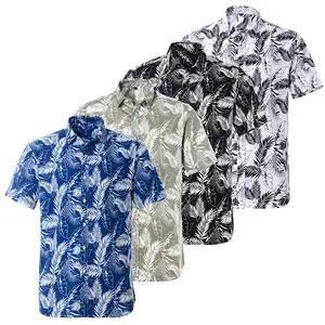免费样品高品质XS-5XL定制设计夏威夷数码印花花卉图案阿罗哈衬衫男士沙滩街装