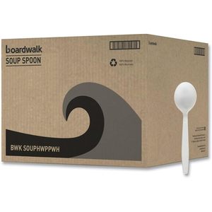 Boardwalk Heavyweight Polypropylene <b>Soup</b> <b>Spoon</b> White Disposable Cutlery 1000/Pack 1000/Carton - Product Image 5