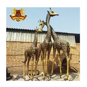 Outdoor Decoration Large Size Brass Giraffe Statue Bronze Giraffe Family Sculptures for Zoo