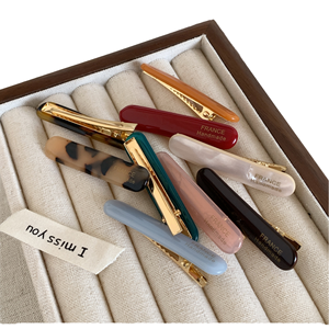 Pince à cheveux coréenne en acétate, style français, dorée, antidérapante, type bec de canard pour femme - Product Image 1