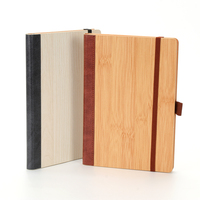 Vente flash - Journal A5 personnalisé avec logo professionnel, couverture rigide en bois écologique, avec bande élastique