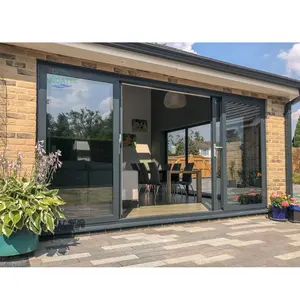 Sürgülü veranda kapısı Hurricane darbe dış istifleyici cam kapılar alüminyum grafik tasarım özelleştirilmiş Modern