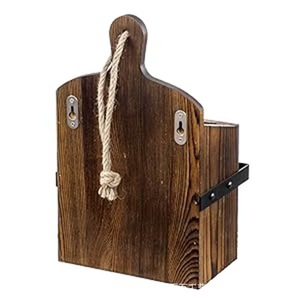 Caja de Almacenamiento de Utensilios de Madera, Rectangular, Color Quemado, Madera Maciza, Organizador de Cocina, Soporte para Espátulas y Cucharas, para Montar en la Pared - Product Image 3