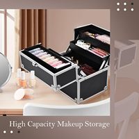 Trousse de Maquillage Professionnelle en Aluminium avec 4 Plateaux, Étanche, Antichoc, Portable pour Artistes Maquilleurs et Artisans