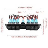Panneau de commutation à bascule Yuhe 6 gangs - 12V/24V IP65 de qualité marine - Bloc de commutateurs à bascule avec disjoncteurs (réglage LED rétroéclairé, étanche, en acier inoxydable)