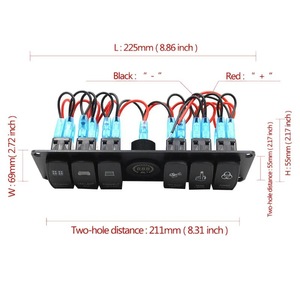 แผงสวิตช์โยก 6 ช่องยี่ห้อ Yuhe - บล็อกสวิตช์แบบกด 12V/24V สำหรับเรือ พร้อมเบรกเกอร์วงจร (ไฟ LED แสดงสถานะ) สวิตช์โยก - Product Image 4