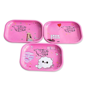 Bán buôn kim loại màu hồng thuốc lá hút tin cán khay tùy chỉnh phục vụ khay cho thuốc lá cán - Product Image 3
