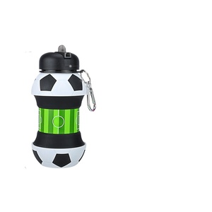 Bouteille d'eau pliable en silicone de 550 ml, écologique, sans BPA, en forme de ballon de football, avec paille, isolation thermique, anti-fuite pour - Product Image 6