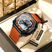 Jam Tangan Pria Poedagar 993 Silikon Tahan Air Digital Quartz Chronograph LED Dual Time Display Elektronik