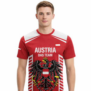 Camiseta de Fútbol de Austria 2026 para <span class=keywords><strong>Hombre</strong></span>, Cuello Redondo, Manga Corta Deportiva, Diseño de Águila Austriaca, Estampado Completo, Camiseta Cultural - Product Image 2