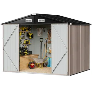Customized Size Waterproof Outdoor Storage Box Grey Style Eco-friendly Metal Shed Galvanized Steel for Garden Tools