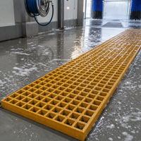 Grille de drainage en PRV pour lavage de voitures 38x38x38mm, couvercle de tranchée en fibre de verre, panneau de sol pour zone de lavage OEM