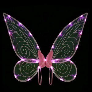 Alas de Hada LED Jumon, Alas de Mariposa de Lentejuelas Brillantes de Nailon, Disfraz de Princesa Élfica para Niñas, Graduación, Halloween, Acción de Gracias - Product Image 3
