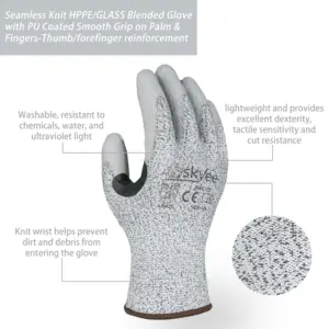 SKYEE Custom Hppe Stainless Level 5 Anti Slip Cut Resistant Safety Work Garden Construction Gloves In Stock