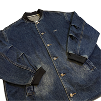 Veste bomber en jean haut de gamme pour homme, 100% coton, coupe ample, bonne texture, fabrication artisanale, style vintage streetwear, personnalisable
