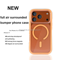 Casing HP Anti-Shock 360 Full Body Airbag Mewah untuk iPhone 15 16 17 Pro Max Transparan TPU+Akrilik Armor Pelindung Bantalan Udara