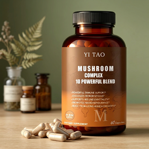 Complément alimentaire en capsules d'extraits de champignons, contenant de l'extraits de champignon crinière de lion, de champignon reishi et d'extraits de champignons de bouleau. - Product Image 1