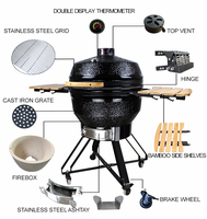 KIMSTONE Barbecue Kamado en céramique de 26 pouces, grande taille, à faible consommation de carburant, pour grillades au charbon et fumage