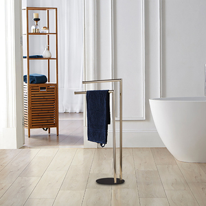 Stendibiancheria per <span class=keywords><strong>asciugamani</strong></span> domestici a pavimento in piedi due strati portasciugamani con fondo in vetro nero portasciugamani bagno - Product Image 6