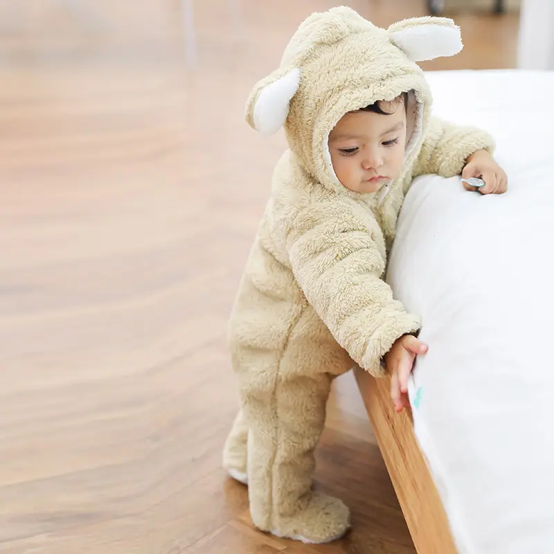 Wholesale custom solid color long winter clothes sleeve sleepsuit cotton baby onsies baby winter romper
