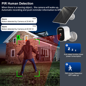 Cámara de Seguridad Inalámbrica con Batería Solar Tuya de 3MP, WiFi, IP66 Impermeable, Visión Nocturna en Color, Detección Humana por IA, Audio Bidireccional - Product Image 5