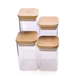 Chất Lượng Cao 1Oz To18oz Đóng Hộp Jar Thay Đổi Kích Thước Lưu Trữ Chai Nhà Bếp Gia Vị Hình Chữ Nhật Borosilicate Glass Jar Với Tre Nắp - Product Image 2