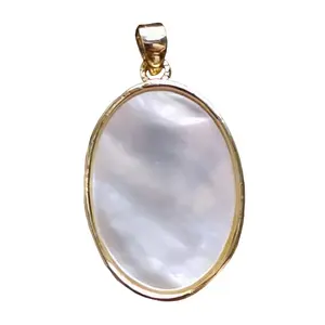 Simple Sea Shell Oval Charm Pendant Mother Of Pearl Veneer Women Jewelry