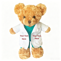 Boneka Beruang Berjubah Putih dengan Logo yang Dapat Disesuaikan, Mainan Hewan Isi Kapas PP, Hadiah Ulang Tahun Acara Perusahaan Kreatif, Jaring Super Lembut