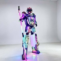 Costume de robot LED rechargeable sur échasses, tenue lumineuse pour adulte pour boîte de nuit, carnaval, Halloween, scène, vente en gros personnalisée