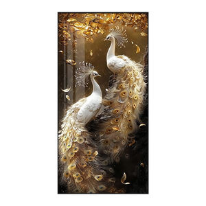 Modern lüks Peackok hayvan dekoratif kristal porselen duvar sanat boyama oturma odası için fabrika toptan yüksek kaliteli - Product Image 6