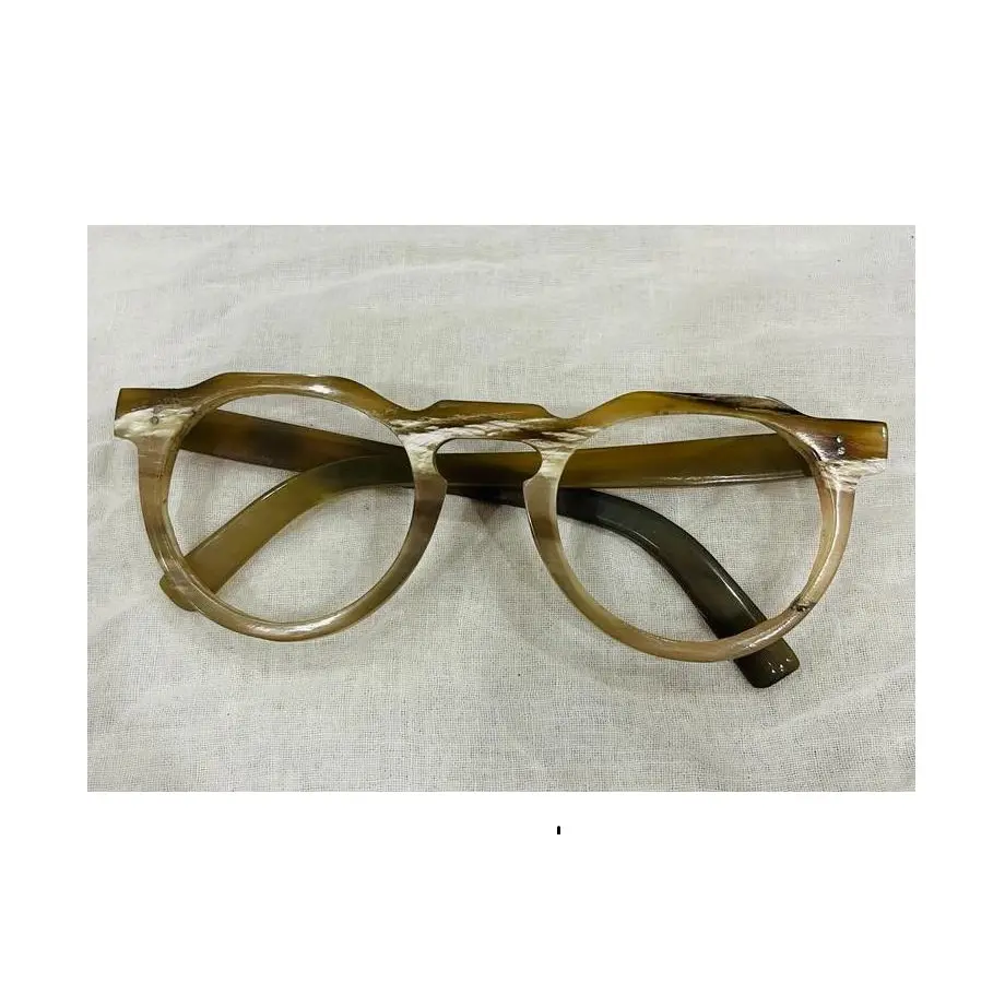 Diseño antiguo cuerno óptico gafas de sol de alta exigente de lujo ronda gafas buey cuernos nuevas gafas mariposa de moda