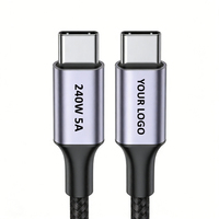 Kabel USB Type C Pengisian Cepat Kabel USB C Tipo C PD 3.1 240W 5A Kabel Kepang Kustom Pabrik 1m 2m 3m Charger USBC ke USBC 240W