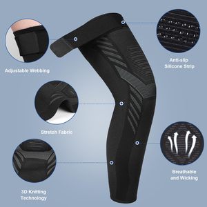 Manchons <span class=keywords><strong>de</strong></span> compression élastiques en Spandex pour genoux, supports longs pour jambes, avec sangles réglables - Product Image 2