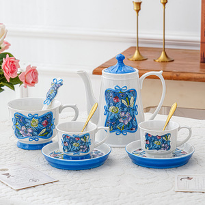 Vintage British Floral Relief Teapot Cup and Saucer <b>Set</b> Porcelain Coffee and <b>Tea</b> <b>Set</b> Women <b>Tea</b> Party <b>Set</b> - Product Image 2