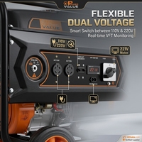 Dual-Voltage 4-Takt Benzin-Generator 110V 220V Umschaltbar mit Digitalem VFT-Meter, Autostart, CE-Zertifiziert