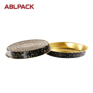 ABLPACK Kunafa 580ml Durable impreso papel <span class=keywords><strong>de</strong></span> aluminio restaurante para llevar contenedor Mesa bandeja Pie Pizza sartenes con tapas <span class=keywords><strong>de</strong></span> plástico - Product Image 5